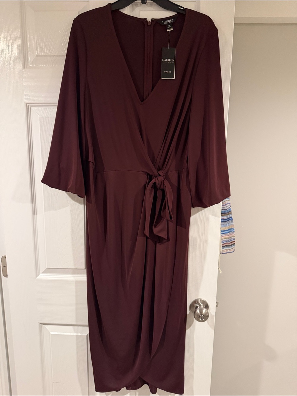 New Lauren Ralph Lauren Wine Wrap Midi Dress 14